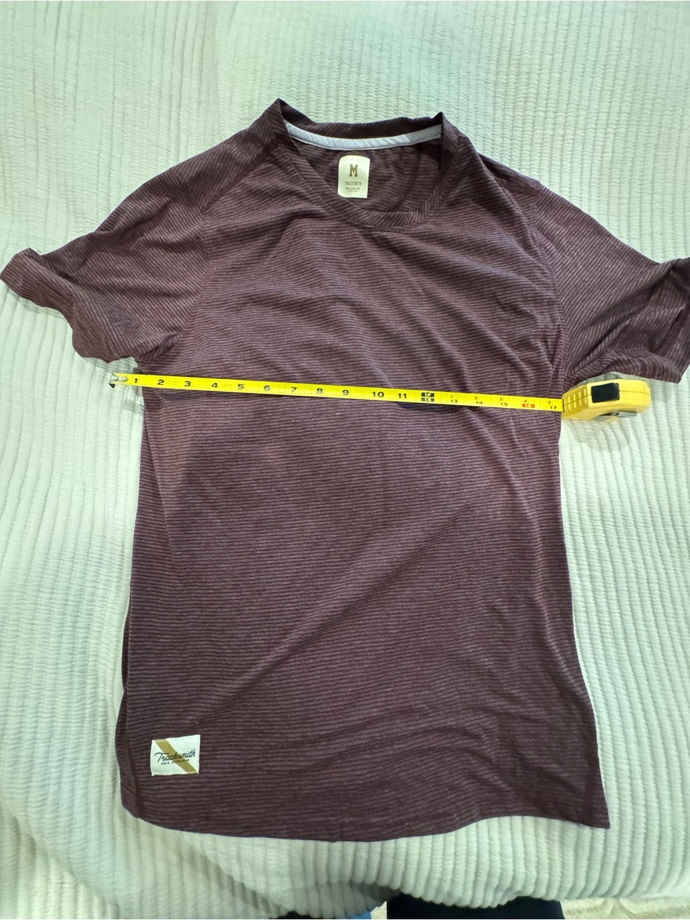 Tracksmith Men's Short Sleeve Crew Tee in Plum Stripe